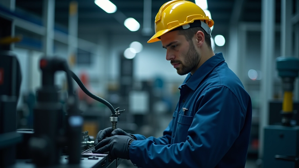 Pracovník v průmyslové hale ovládá moderní CNC stroj pro výrobu součástí
