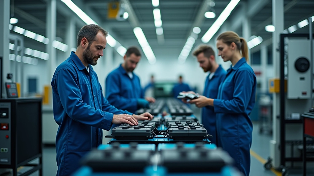 Pracovníci v továrně se školí na nové technologie a práci s elektrickými komponenty