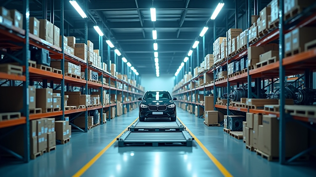 Skladovací hala s komponentami a automatizovaným manipulačním systémem